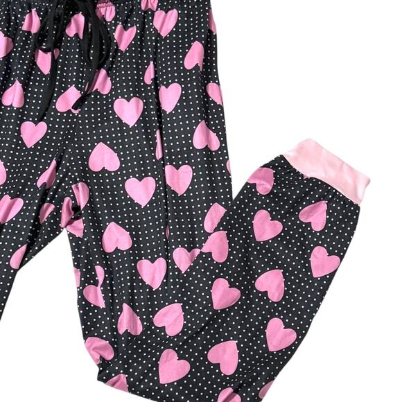 I Love Sleep Pajama Set - Long Sleeve Elbow Patch Top & Heart Dot Pants - Medium - Picture 8 of 16